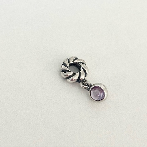 Pandora Amethyst Disk February Birthstone Rare Retired Bead Dangle Charm - Picture 3 of 6